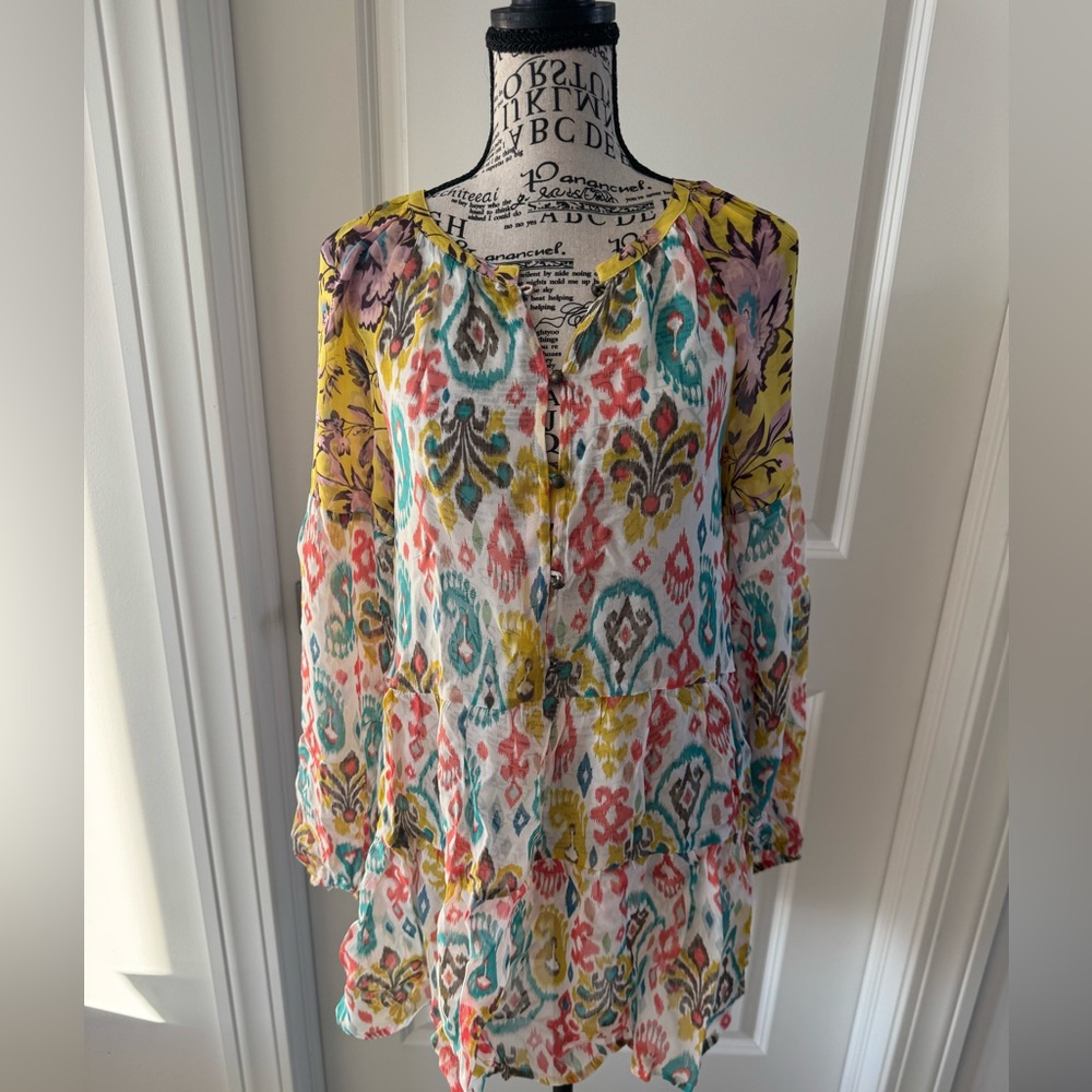Anthropologie Sheer Tiered Top